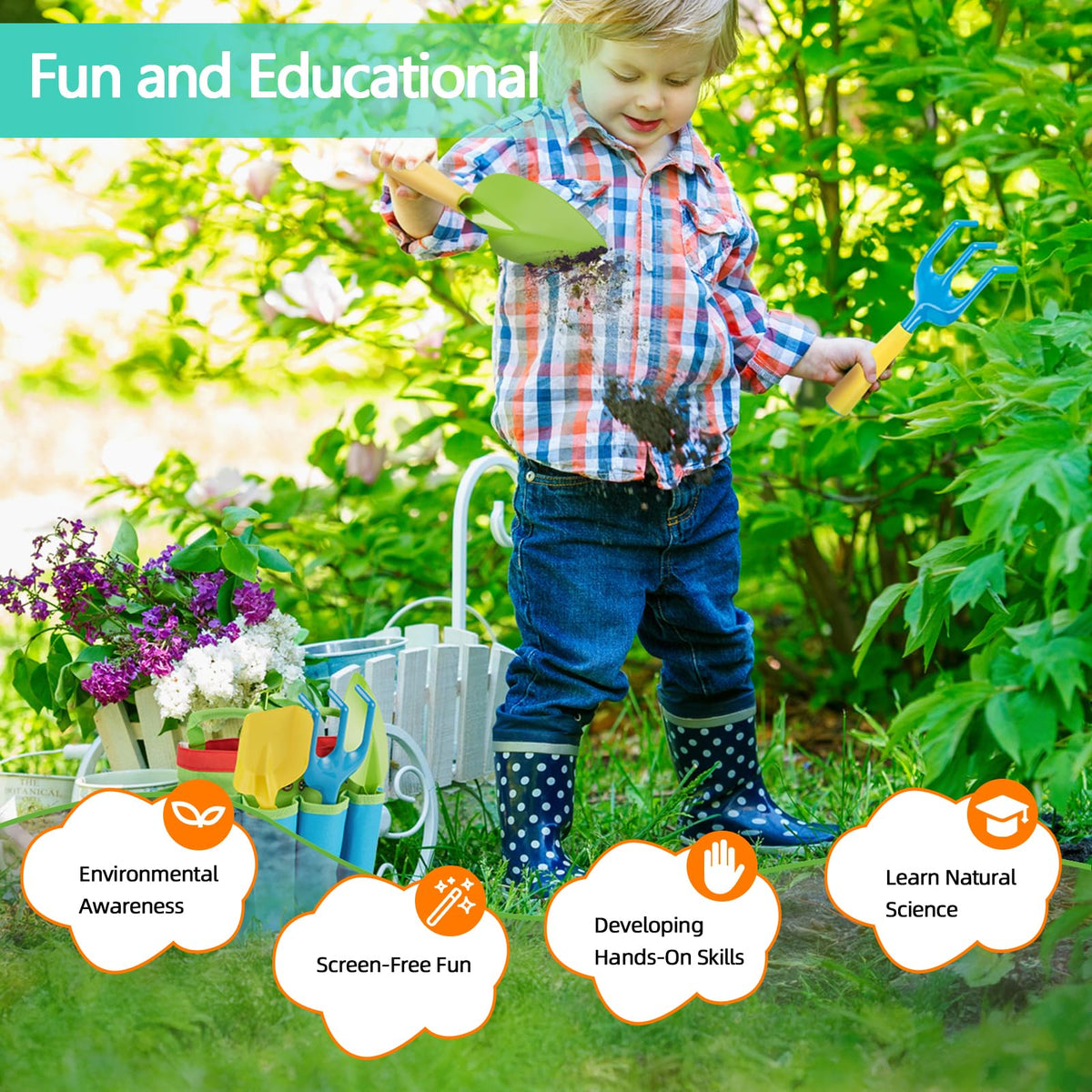 FITNATE gardening gloves protect young hands during outdoor activities