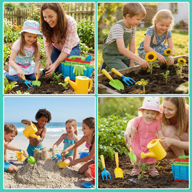 FITNATE outdoor play image shows tools ready for family garden time