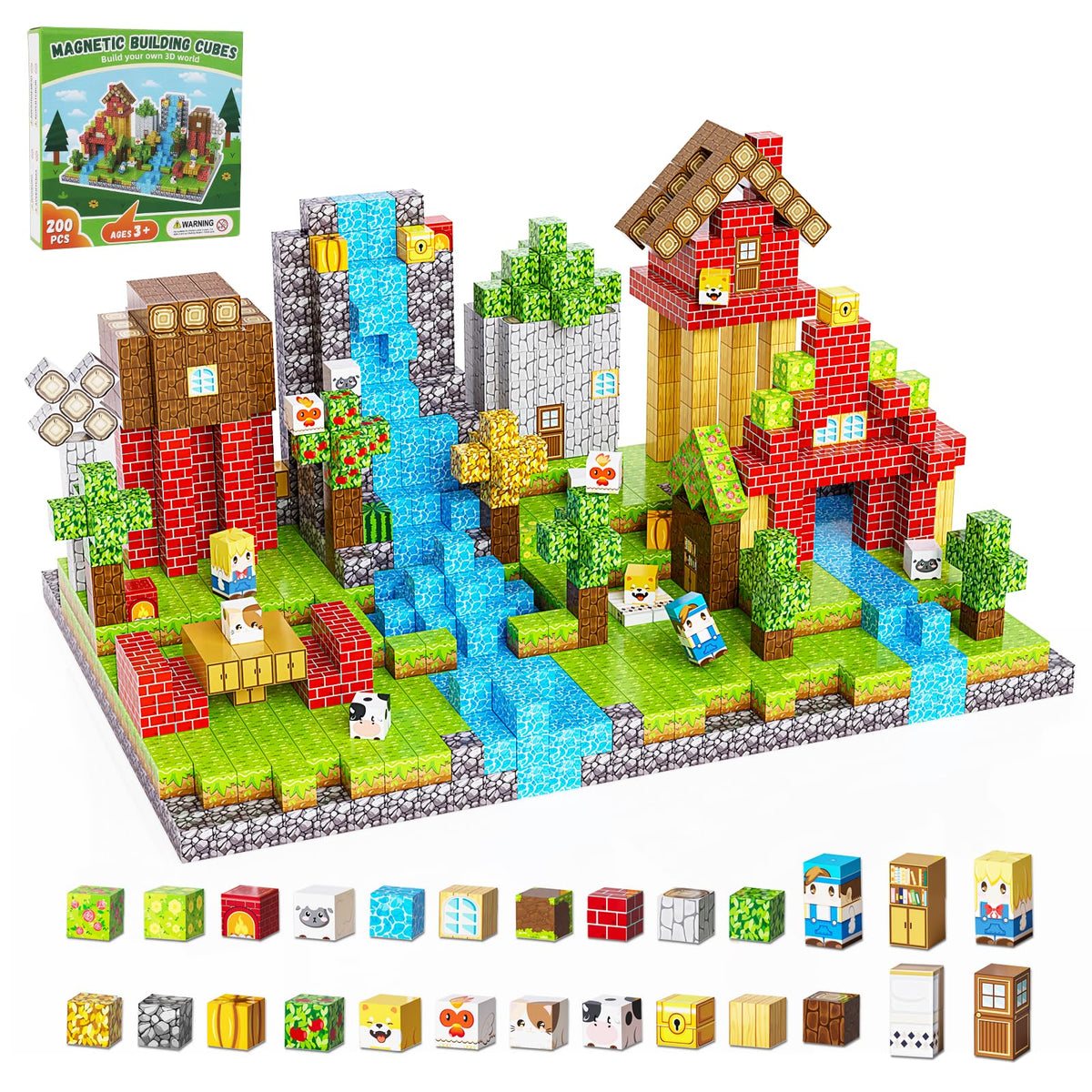 Fitrobust 200pcs magnetic building blocks set forest world for imaginative STEM play.