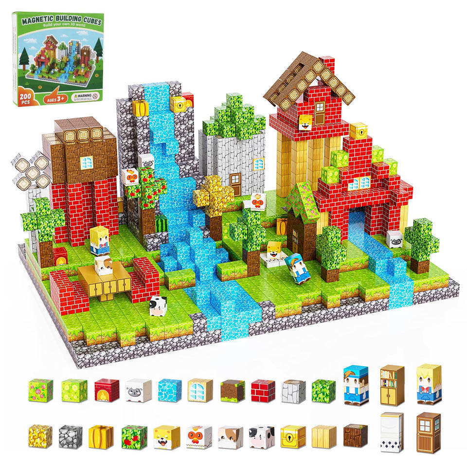 Fitrobust 200pcs magnetic building blocks set forest world for imaginative STEM play.