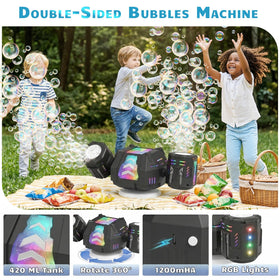 Fitrobust bubble machine 360-degree rotation adds versatile angles