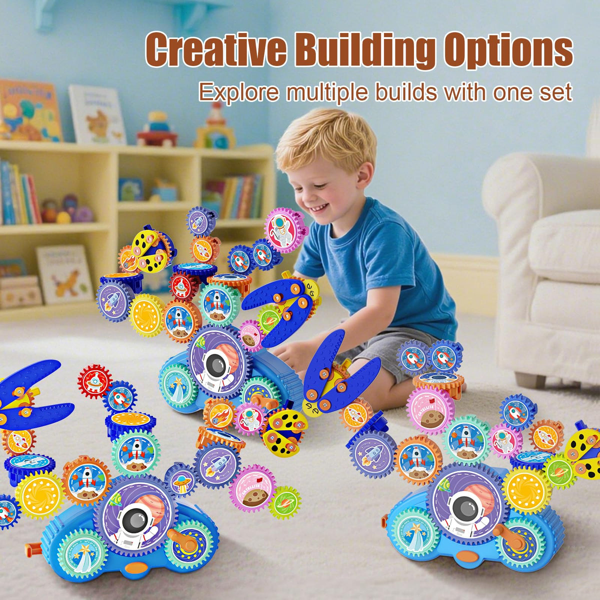 Fivoro STEM gears battery-powered motion demonstrates gears in action, spurring curiosity about engineering.