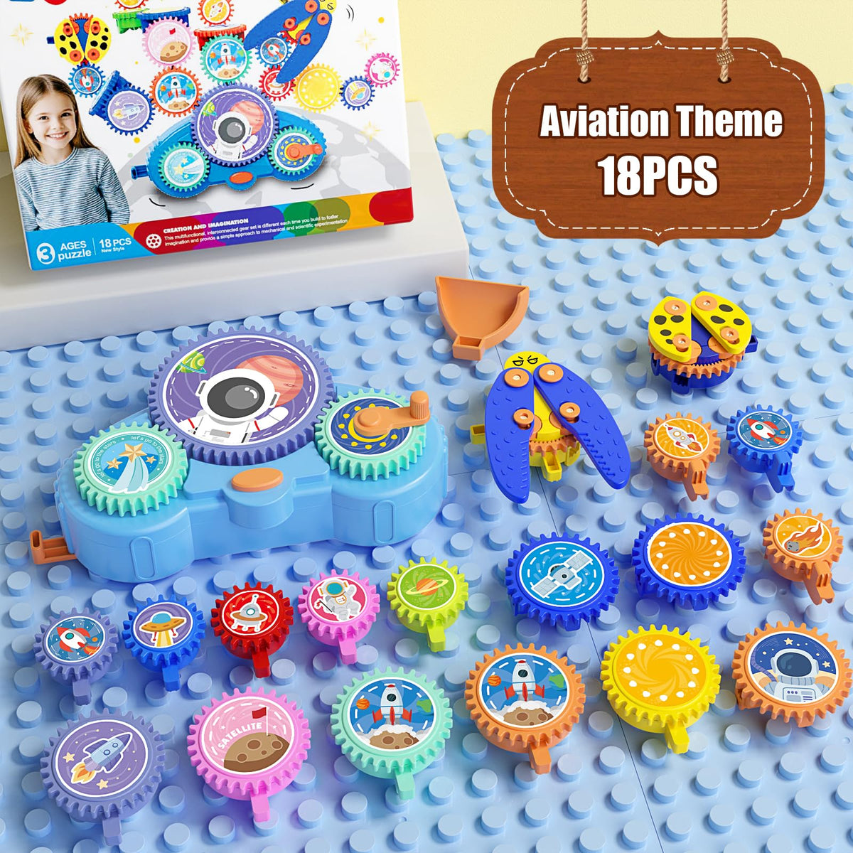 Fivoro STEM gears manual spin demo highlights hands-on learning and fine motor skills.