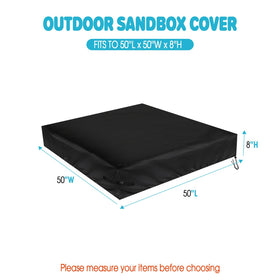 Fizentia sandbox cover with diagonal buckles anchors securely against wind.