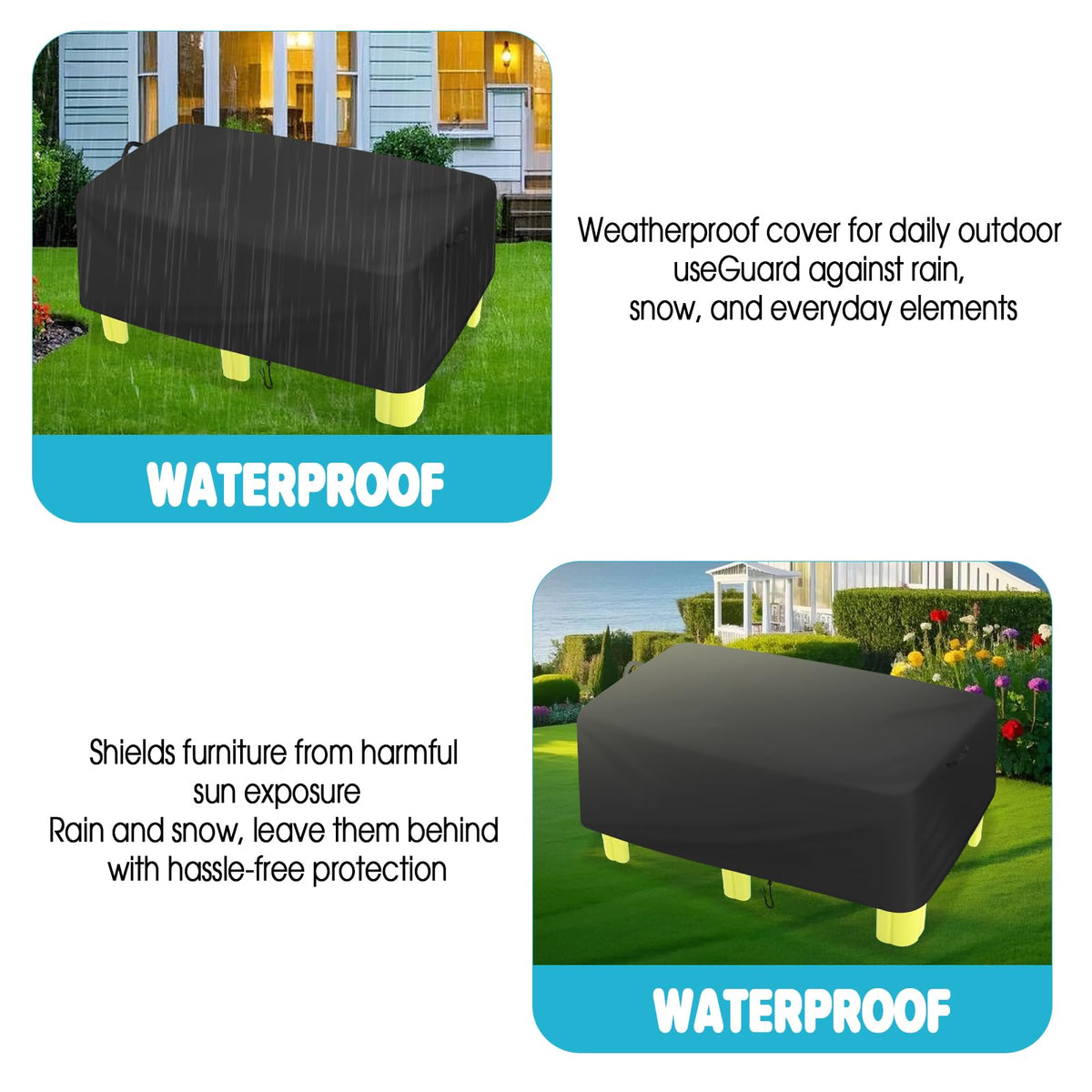 Fizentia cover with buckle straps prevents wind-off in gusty weather