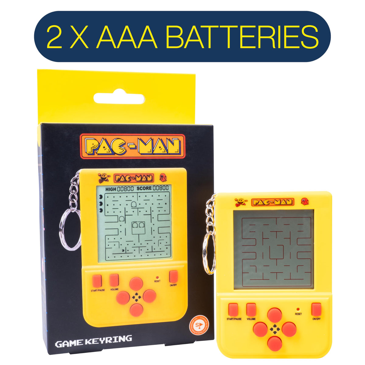 Fizz Creations PAC-MAN keychain tucked in a pocket for on-the-go play