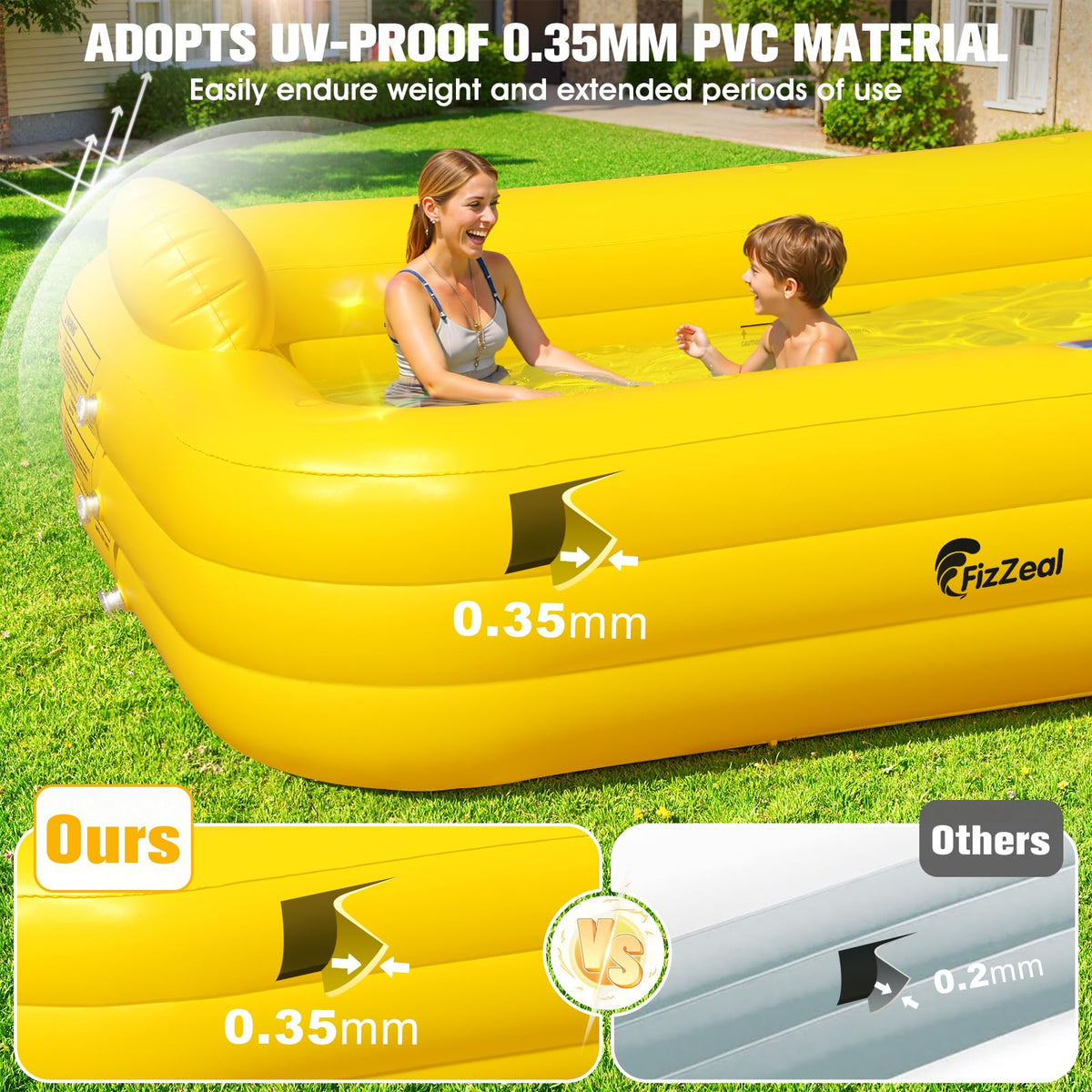 FizZeal easy setup and quick inflate for instant backyard fun.