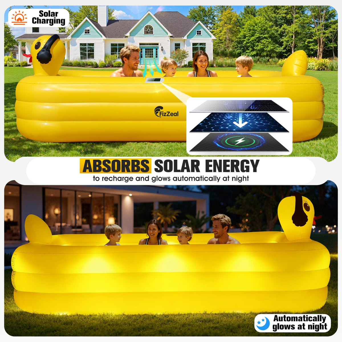 FizZeal 100x63 inch family pool fits two adults and two kids.