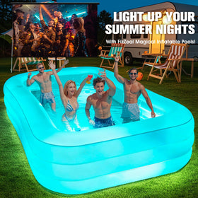 FizZeal inflatable pool family-size 110x63x20 for two adults and kids
