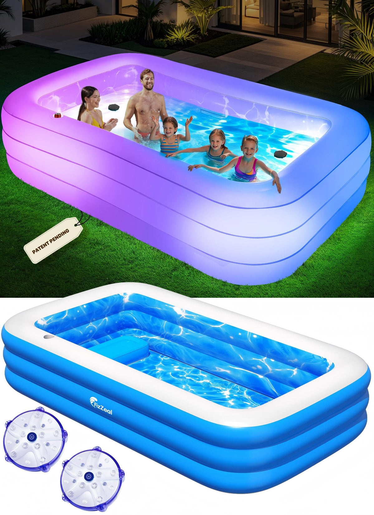 FizZeal inflatable pool lights illuminate night swims with color options