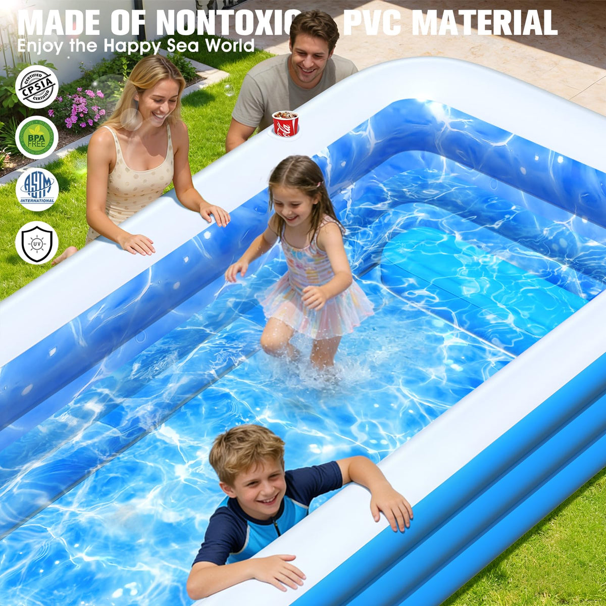 FizZeal inflatable pool triple air chambers for stability