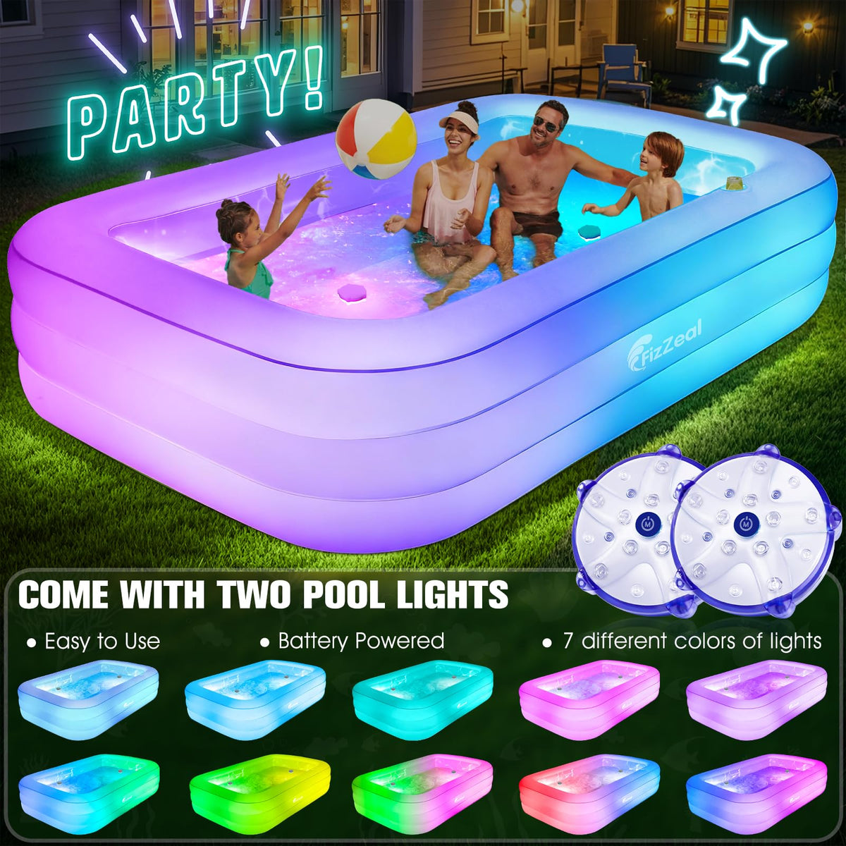 FizZeal inflatable pool water ripple design reflecting sunlight