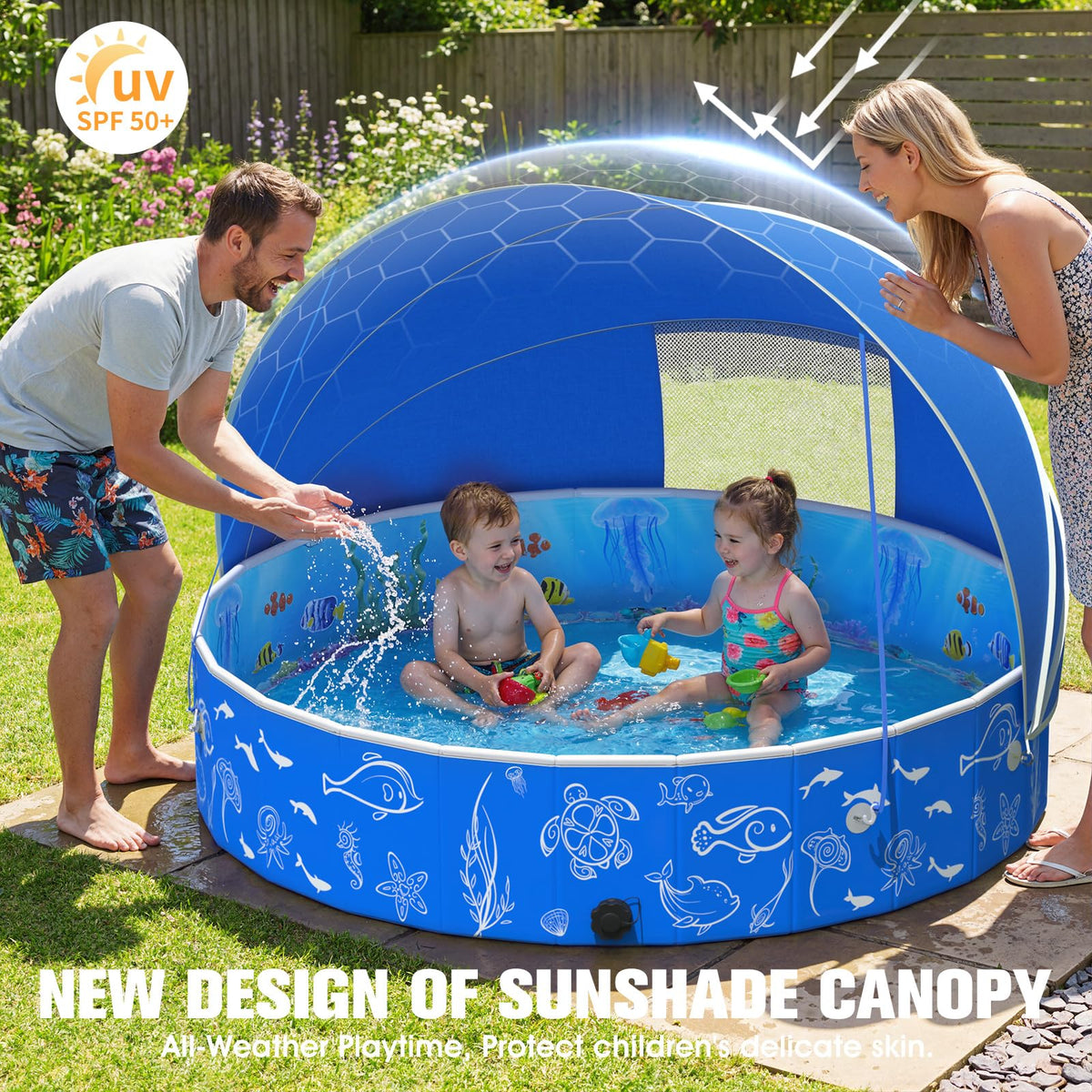 FizZeal Pop Up Pool with Shade - quick setup for on-the-go fun.