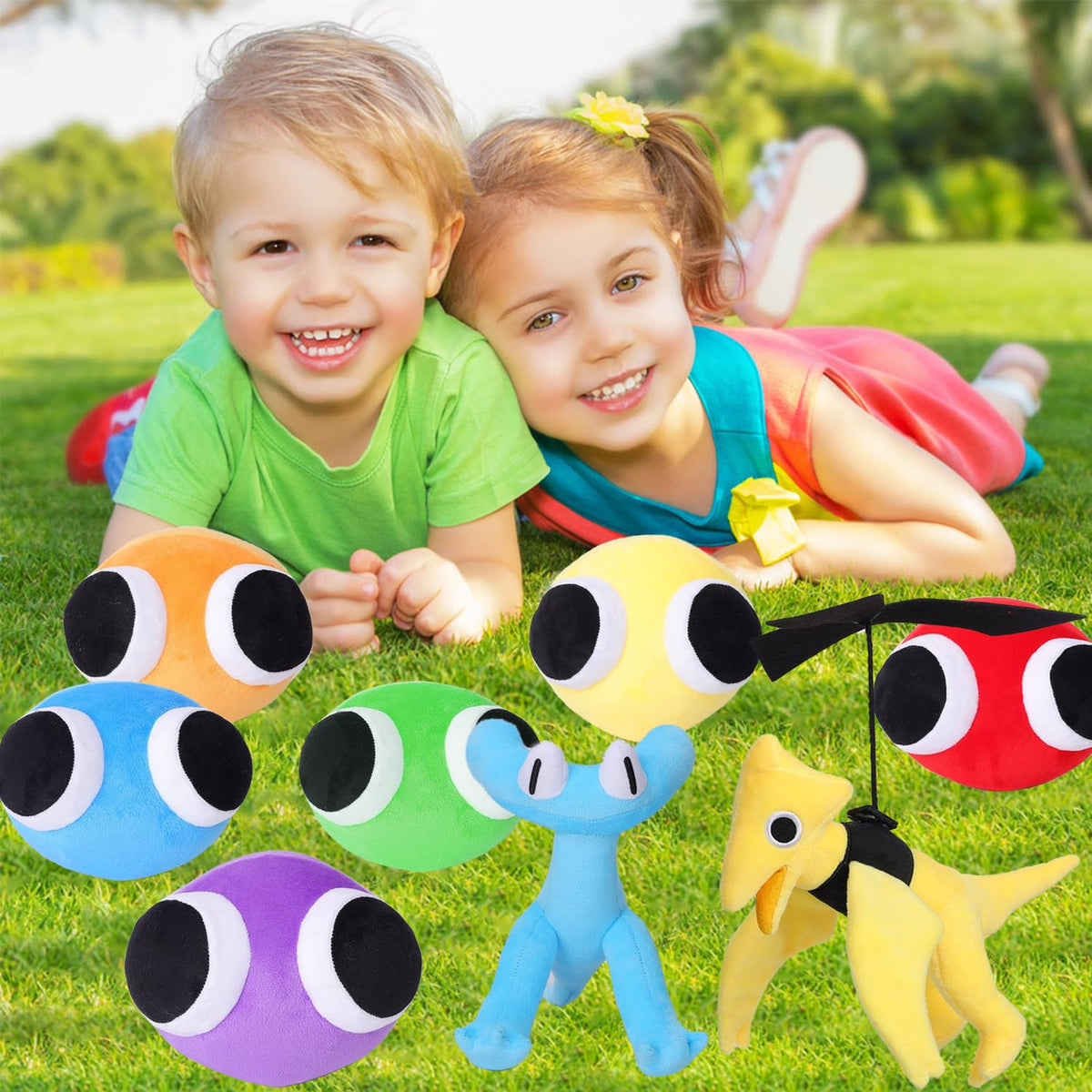 FJFFJF rainbow plush close-up shows ultra-soft fabric for gentle cuddles.
