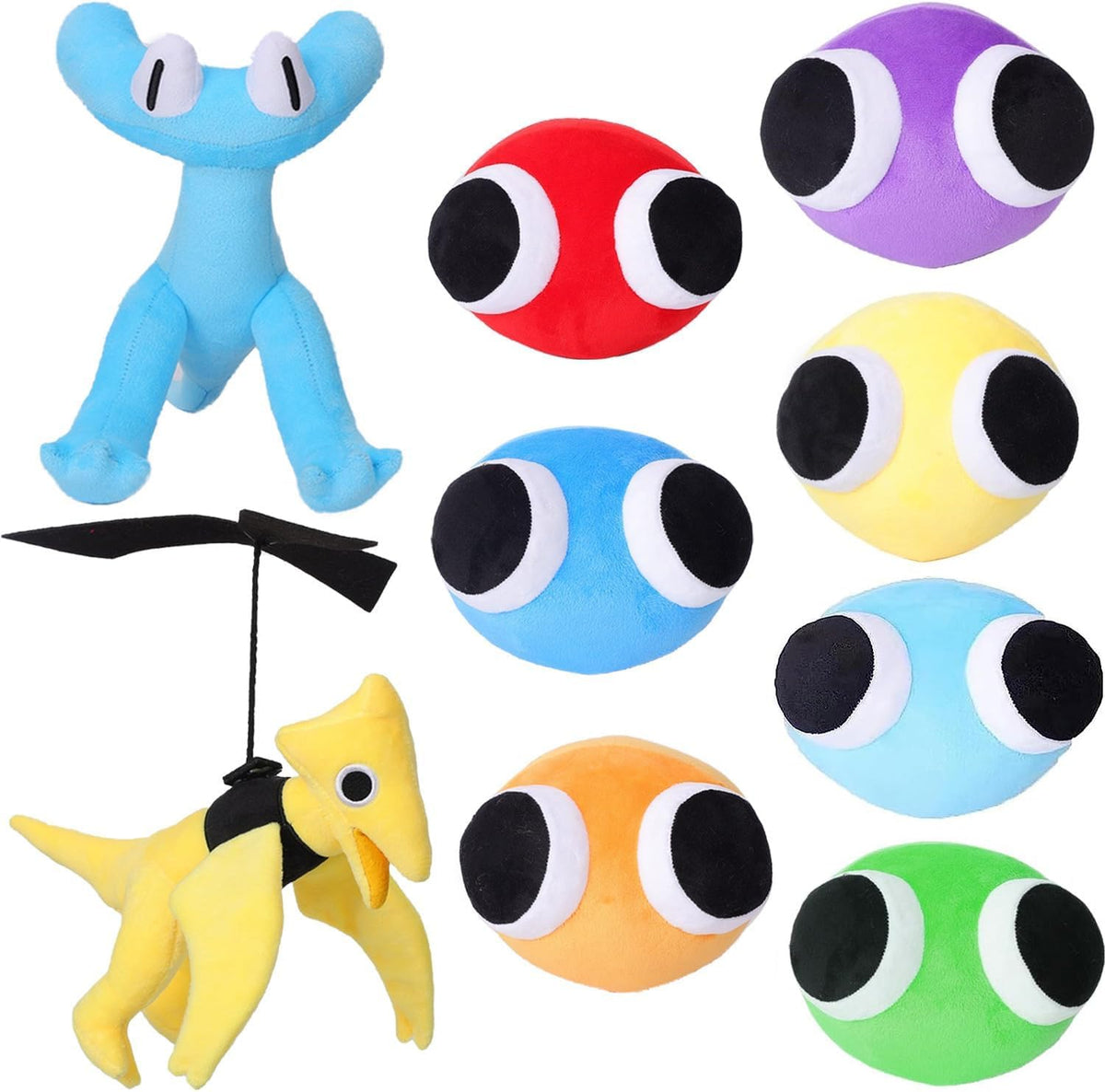 FJFFJF rainbow plush toys nine-piece set, vibrant hugs for kids.