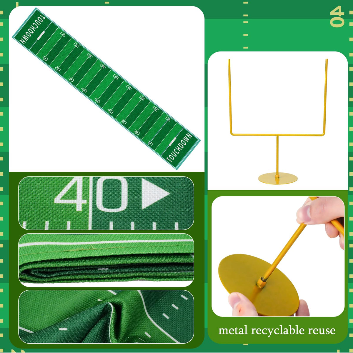 Fjoron football theme party supplies brighten tables with green accents