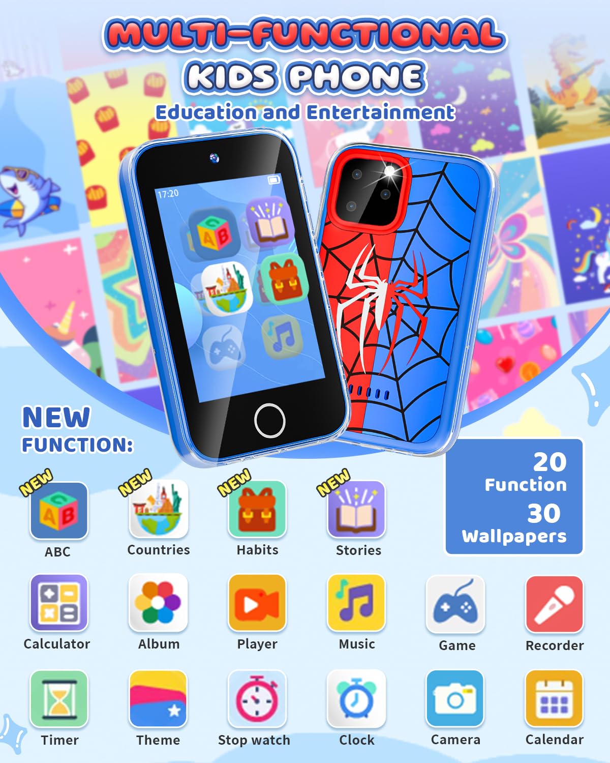 FKATEEN Kids Phone dual-camera front and back enable creative photos and videos.