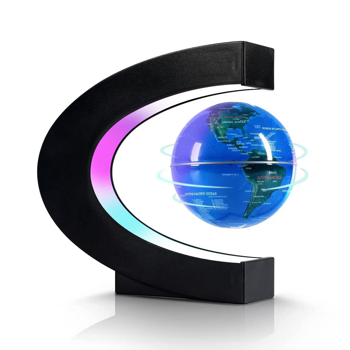 Flagest Floating Globe Setup glows softly, creating a captivating desk centerpiece.