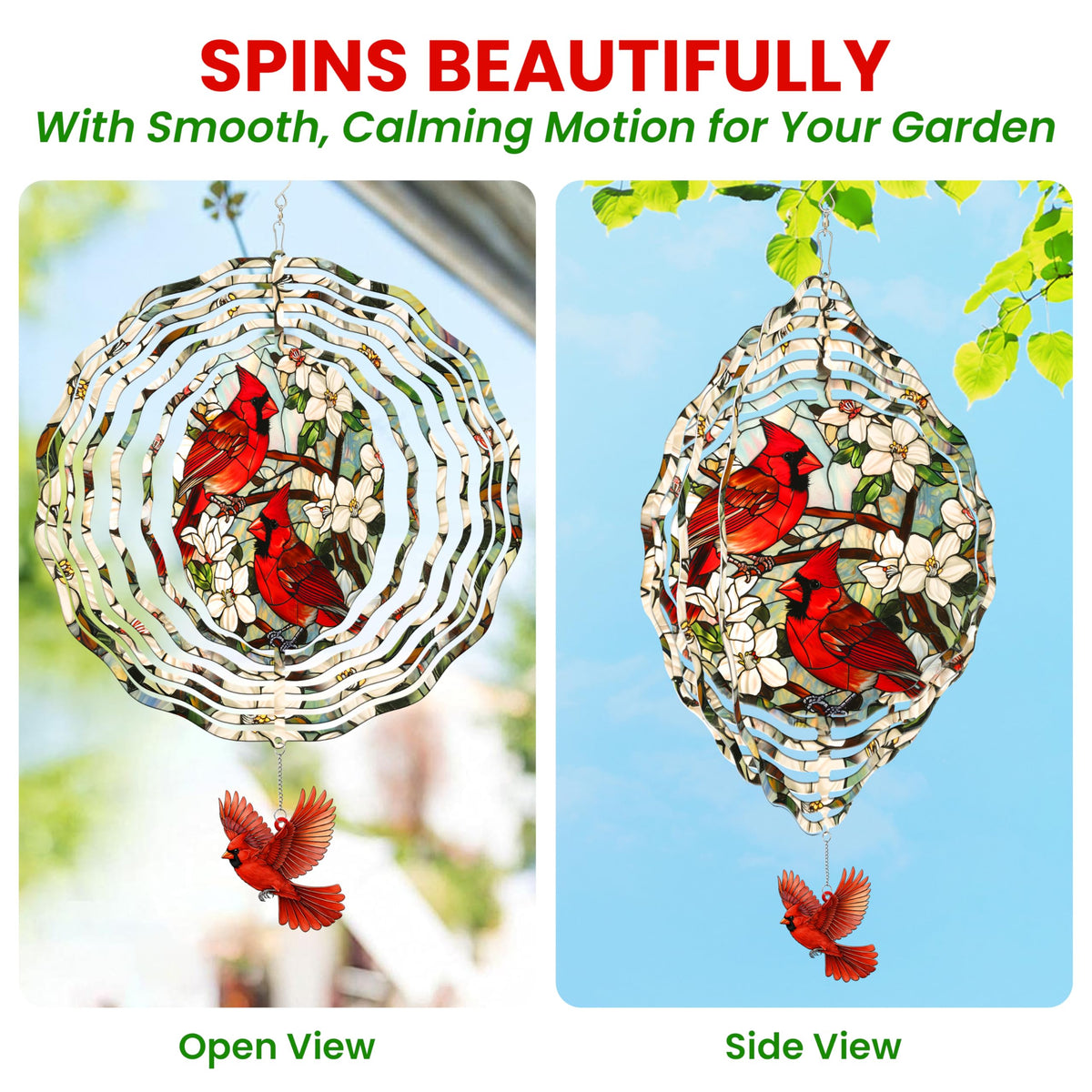FLAGWIX Cardinal Wind Spinner includes cardinal charm for added detail