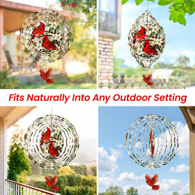 FLAGWIX Cardinal Wind Spinner in a yard garden setting