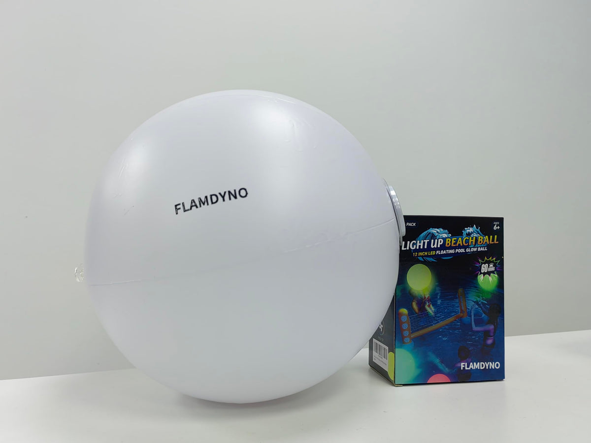 FLAMDYNO indoor-outdoor glow ball for pool parties and events