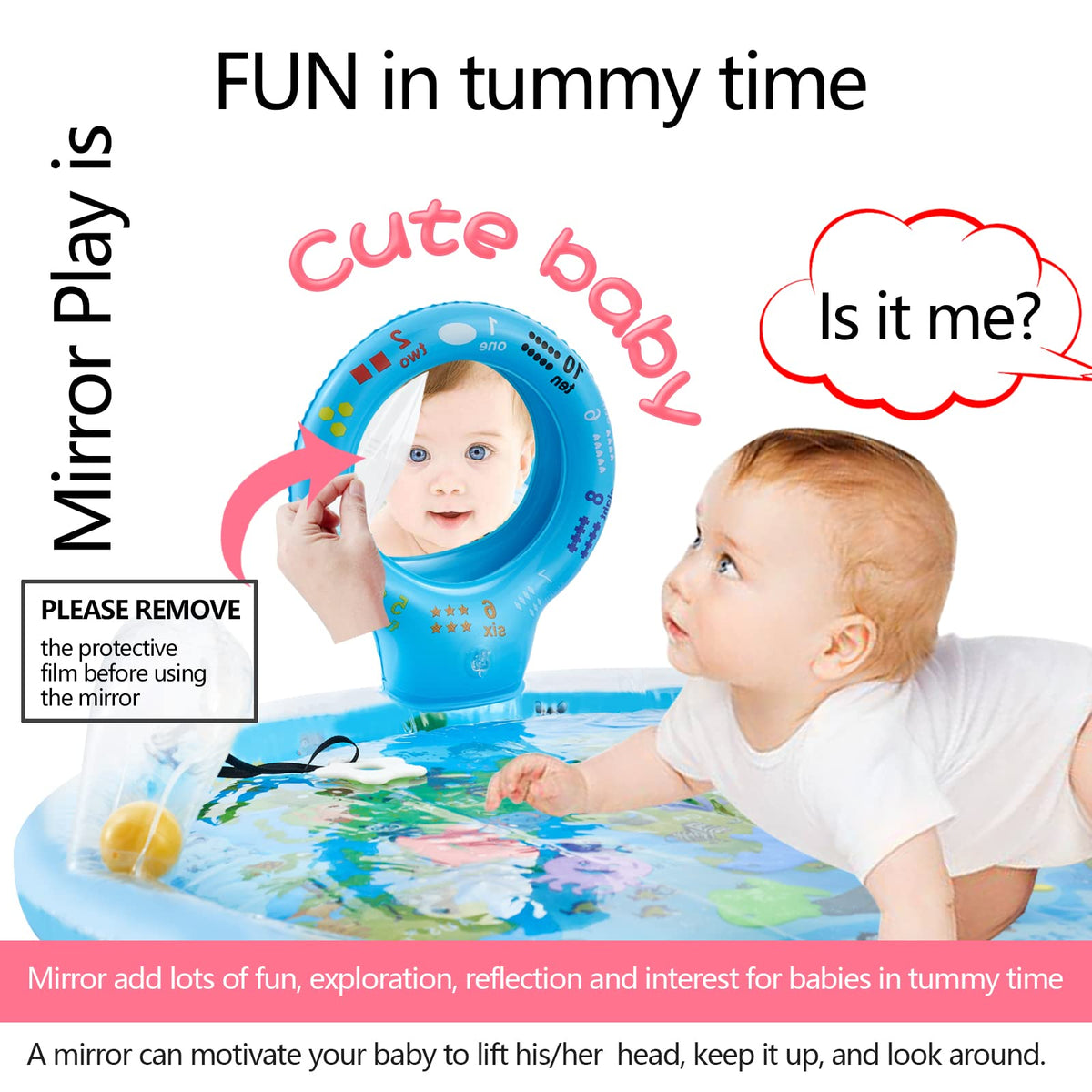 Flashbluer tummy time mat mirror supports visual tracking and self-recognition during play.