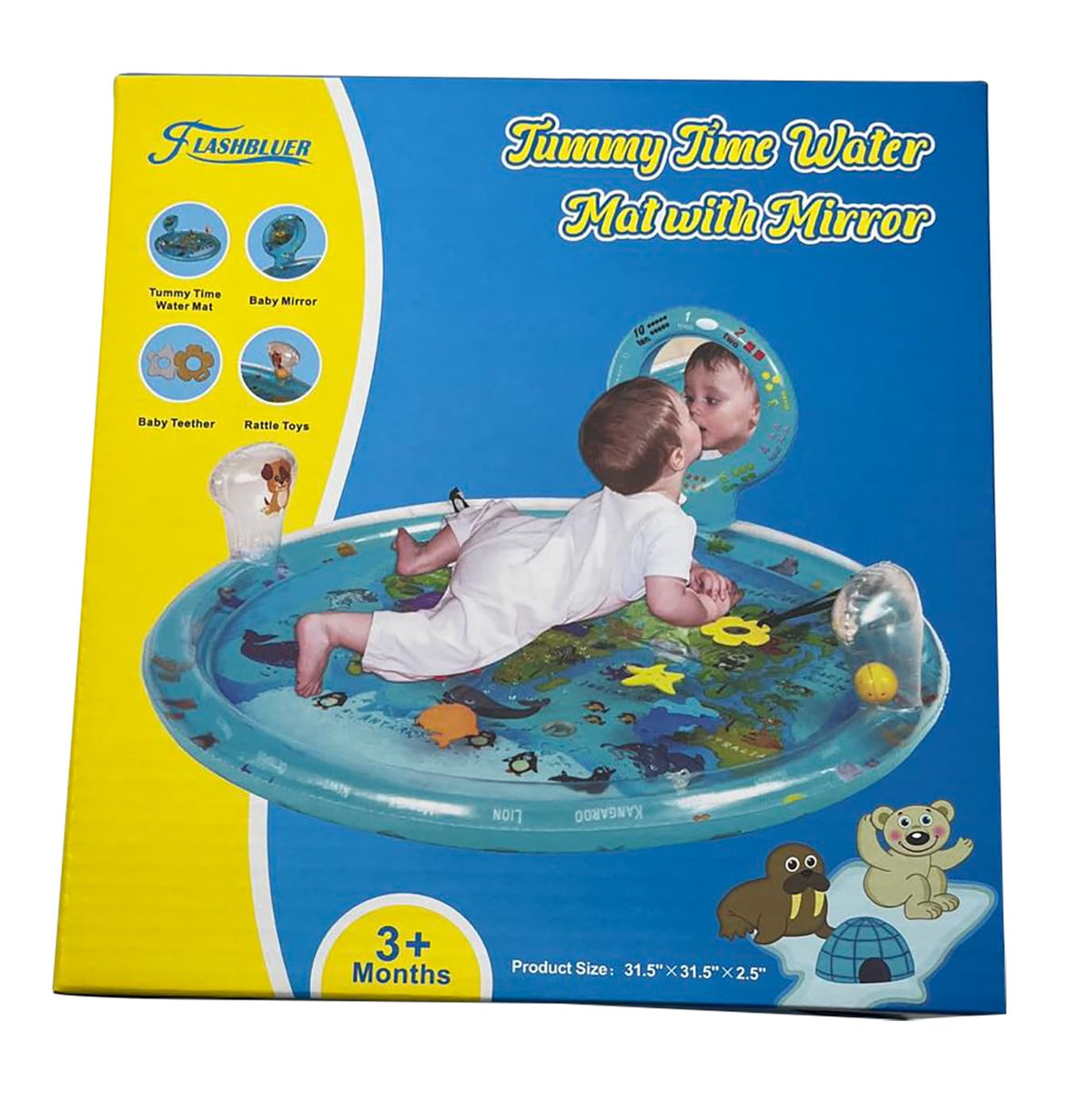 Flashbluer sensory scene encourages crawling and sensory exploration.