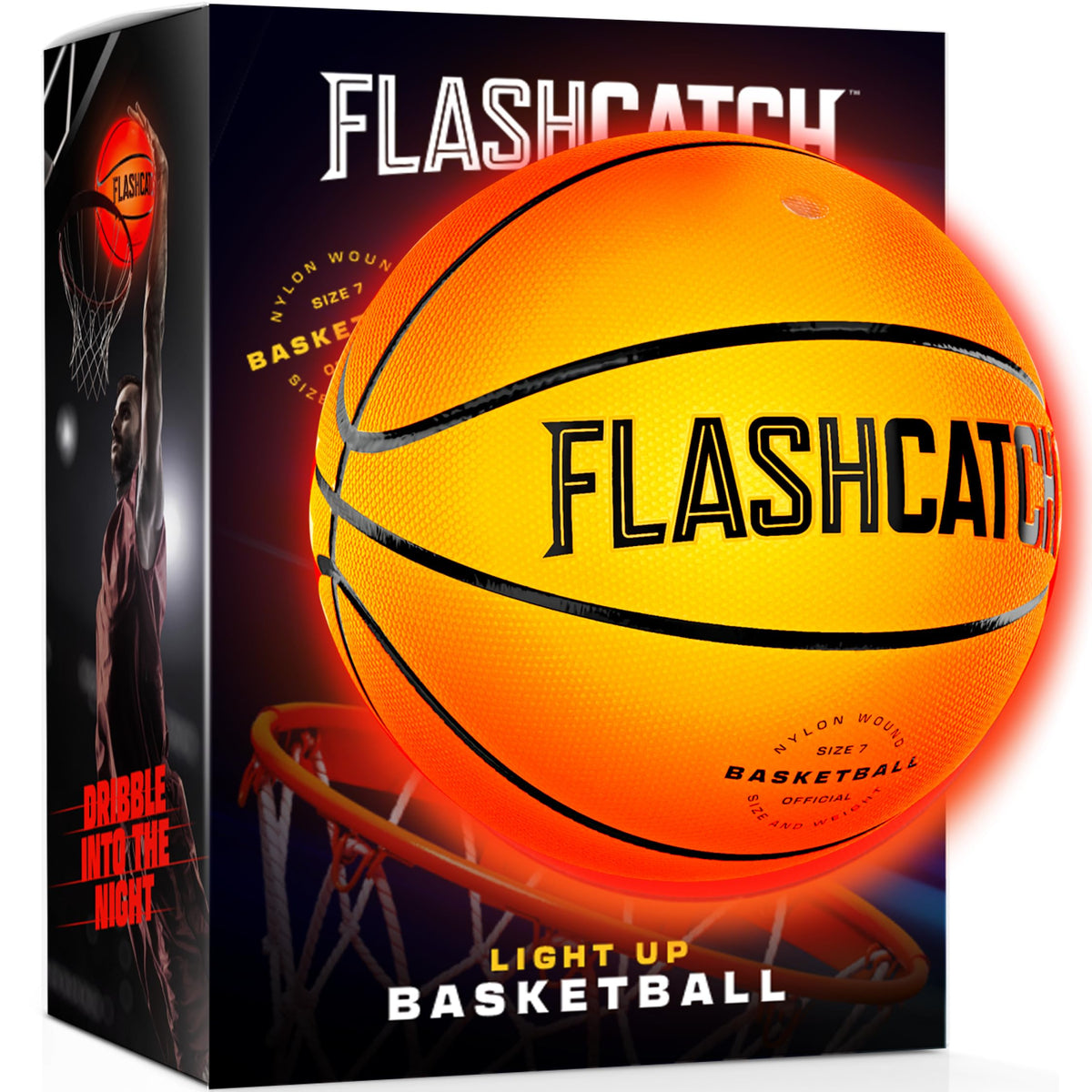FlashCatch light up basketball bounce lights the court for better night play