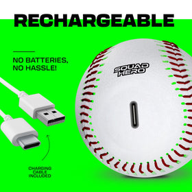 FlashCatch official-size baseball with leather cover delivers authentic feel and glow.