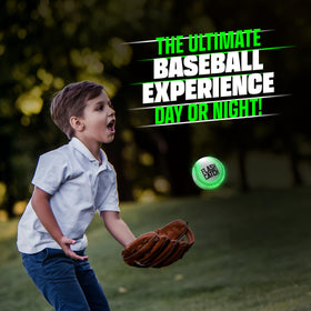 FlashCatch USB-C rechargeable baseball includes cable for easy power and hours of glow.