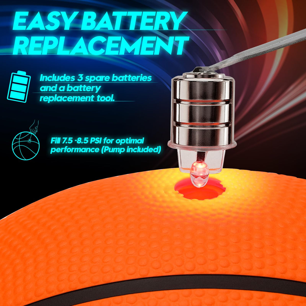 FLASHGLOW LED basketball illuminating dusk outdoor game