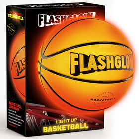 FLASHGLOW light-up LED basketball in outdoor night play scenario with bright glow