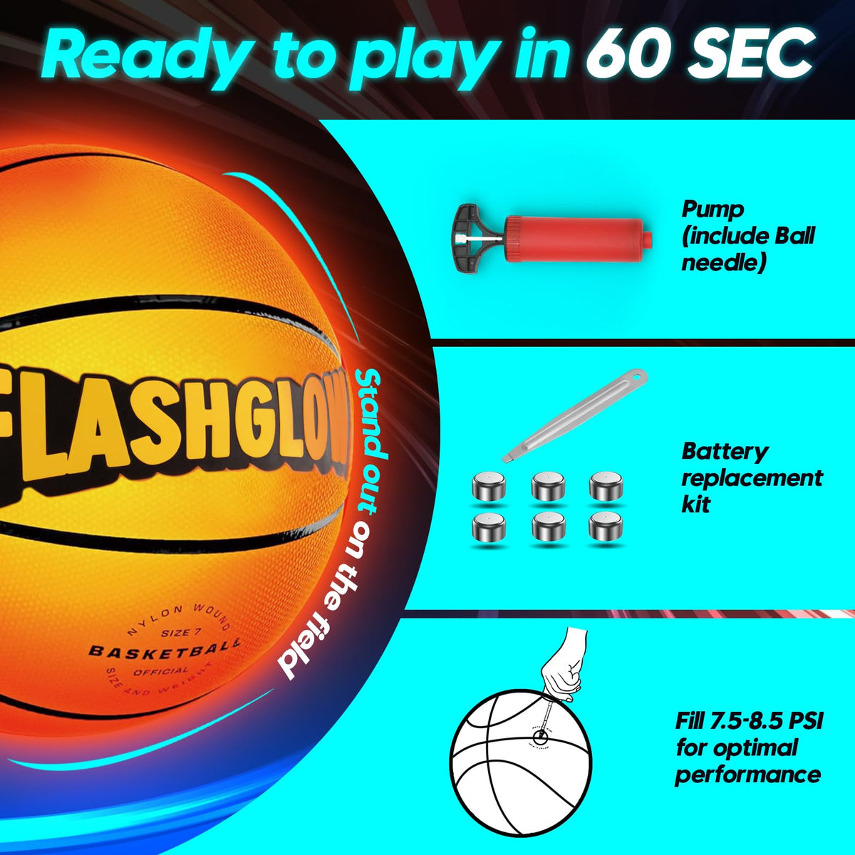 FLASHGLOW sturdy rubber surface for varied outdoor surfaces and practice