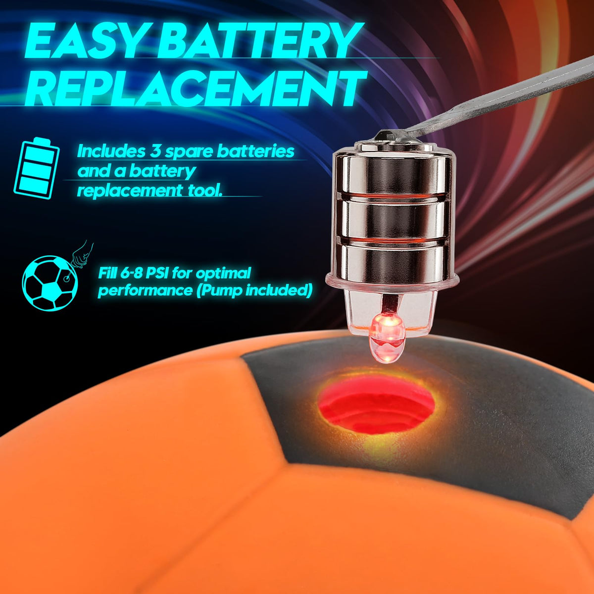 Flashglow teen-friendly glow ball enhances outdoor play during evening sports.