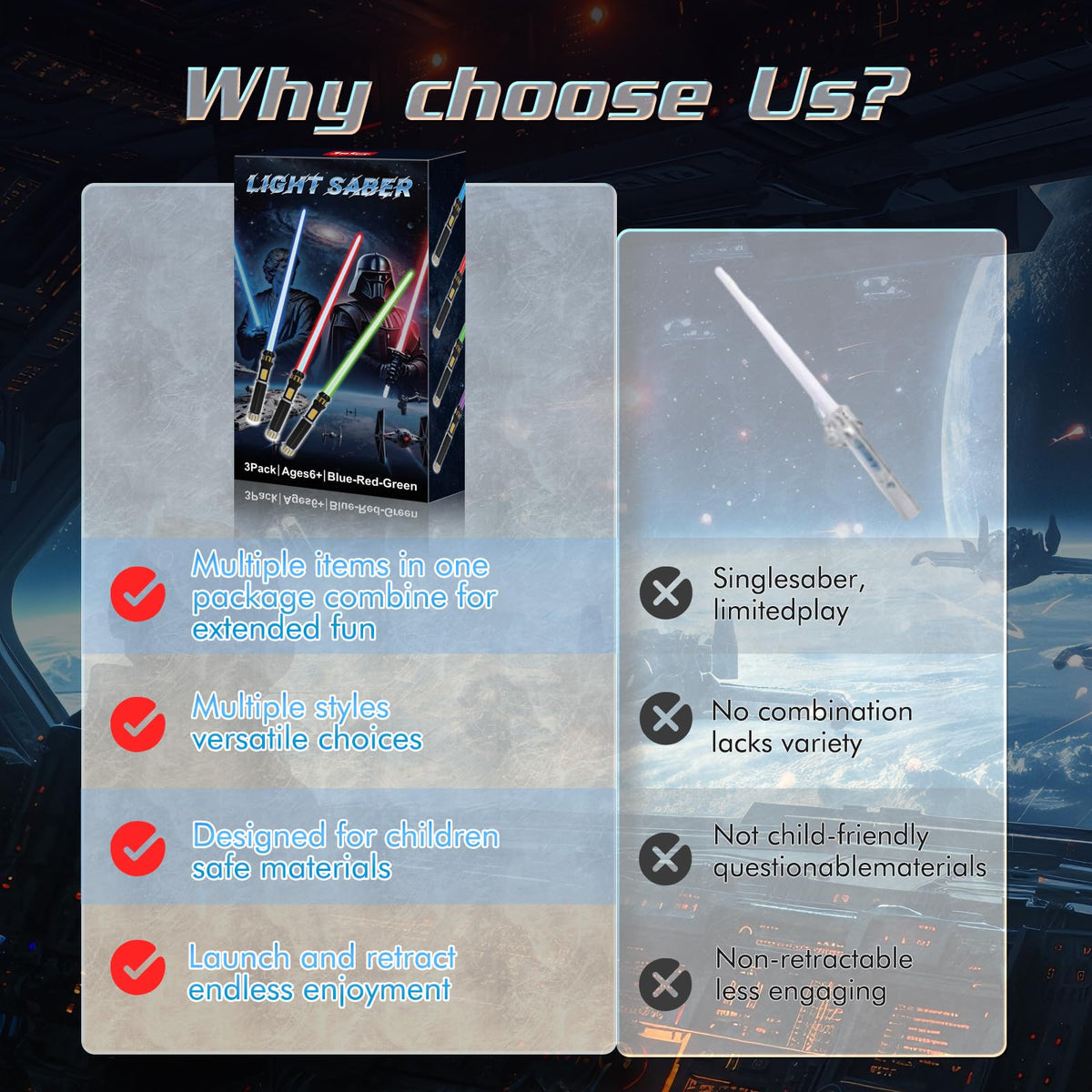 FlashyU interchangeable colors for imaginative play and safe light battles.