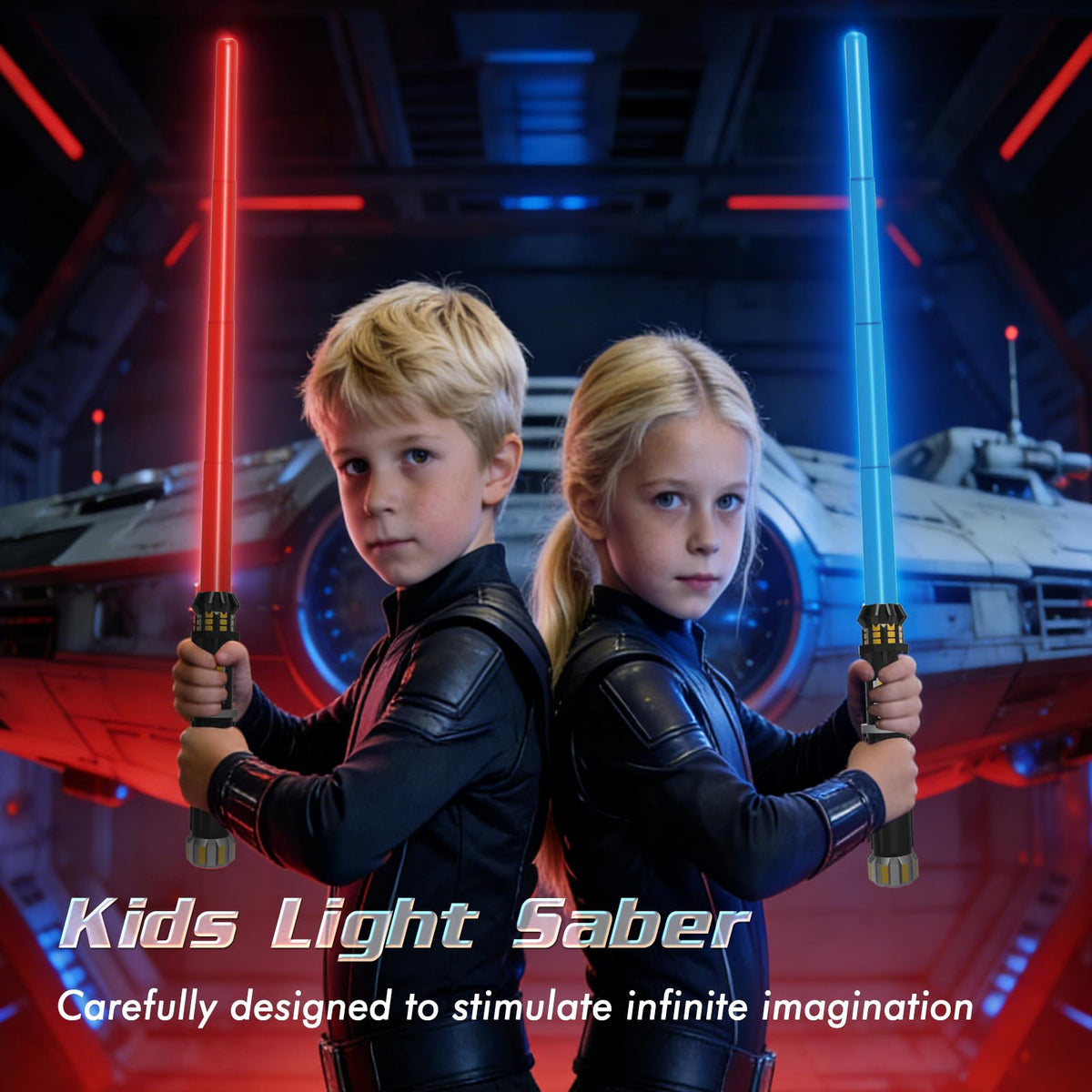 FlashyU light up sabers with rechargeable battery for hours of safe, uninterrupted battles.