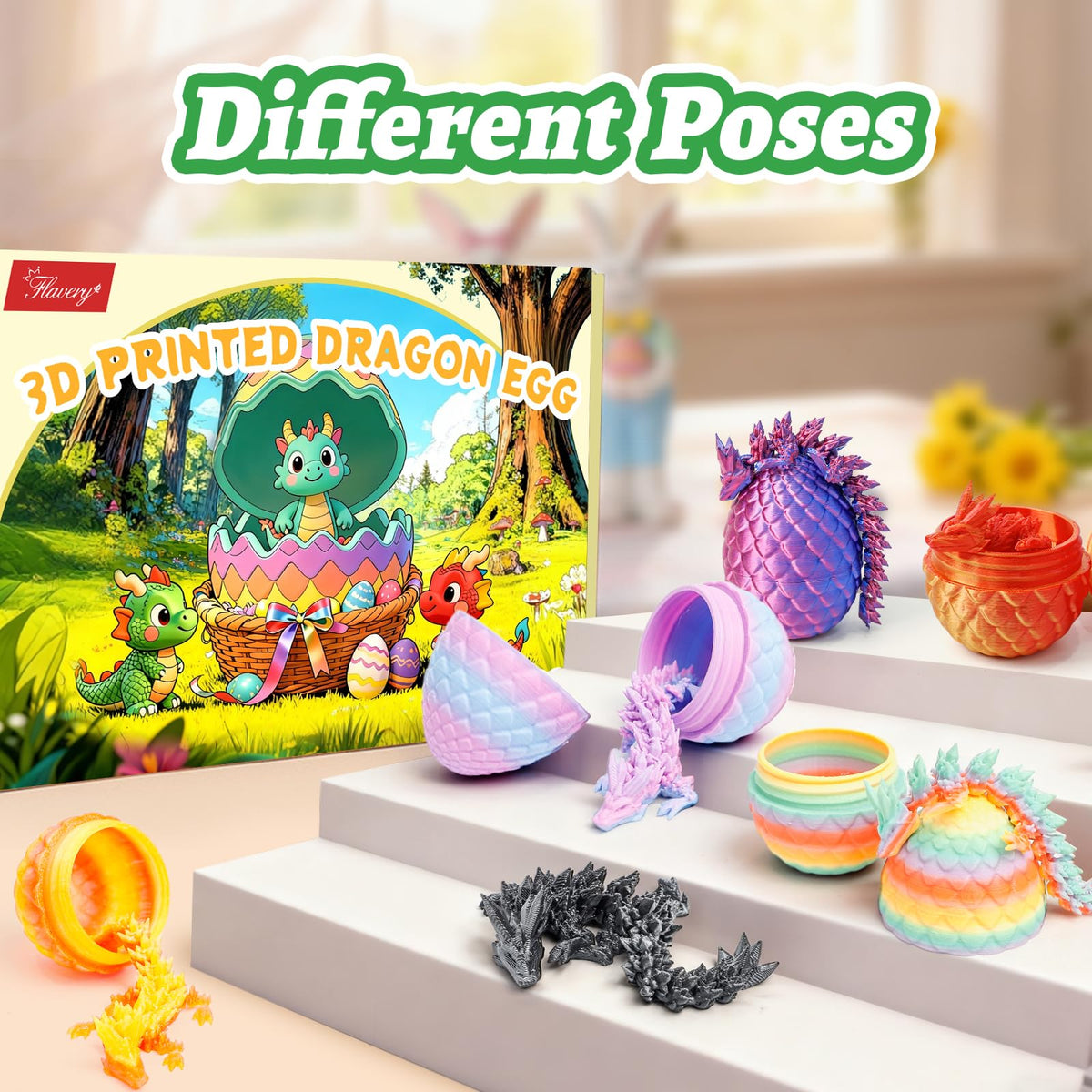 Flavery 3D-printed dragon egg, multicolor finish perfect as classroom prize.