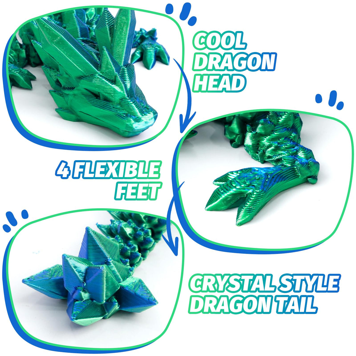 Flavery dragon egg interior view reveals a tiny articulated dragon for display.
