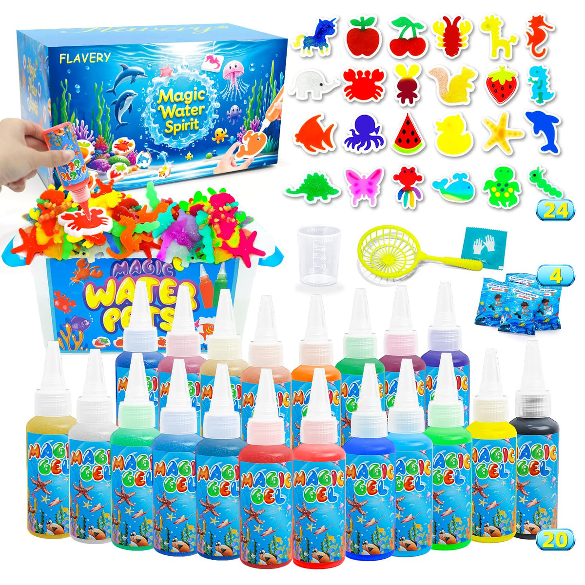 Flavery Magic Water Elf Kit pack with 24 molds for creative kid play.