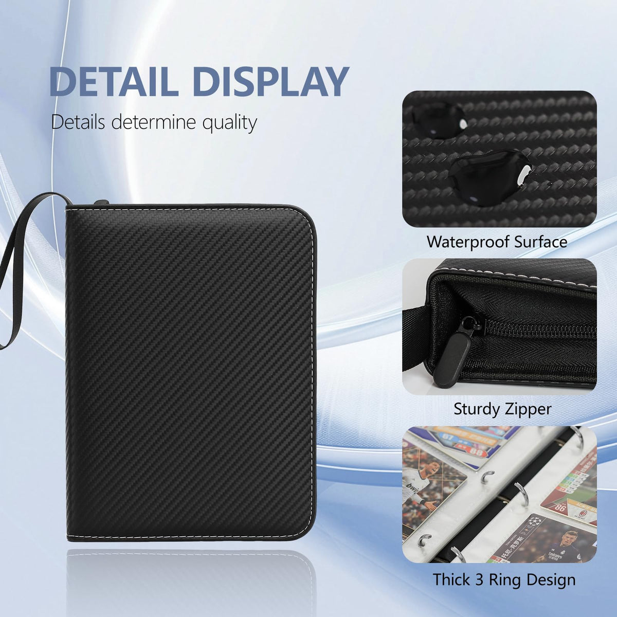 FLEKKO 4-pocket binder waterproof PU material for durable protection against spills.