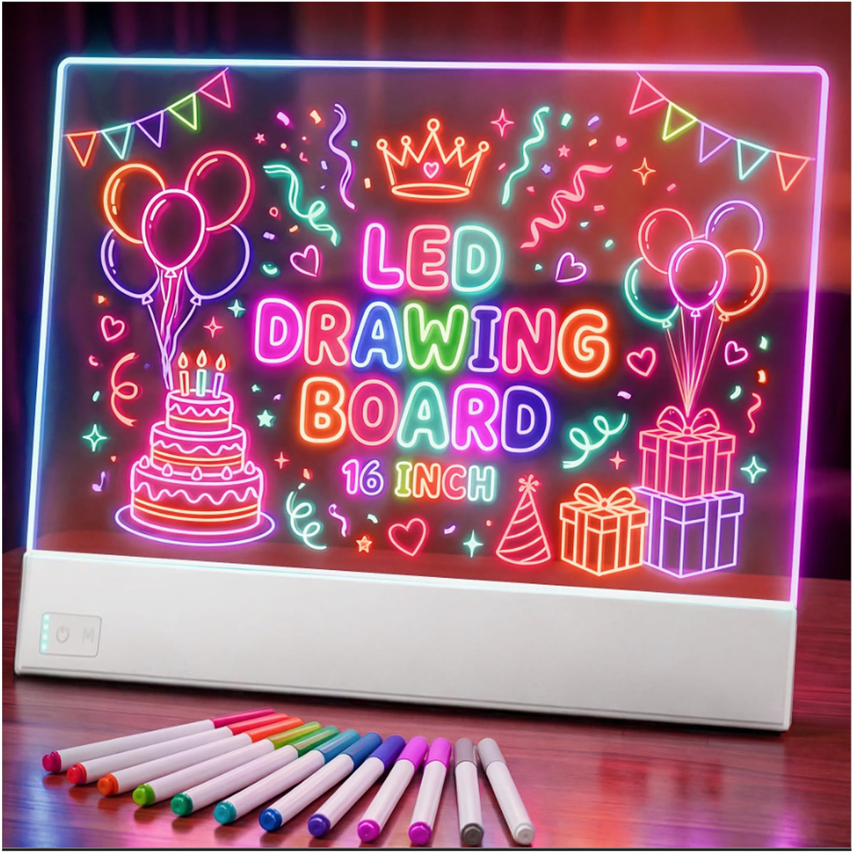 FLETUTE LED Note Board front view with colorful lighting for creative planning