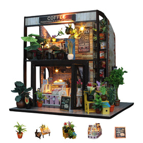 Flever finished dollhouse on display adds cozy ambiance.