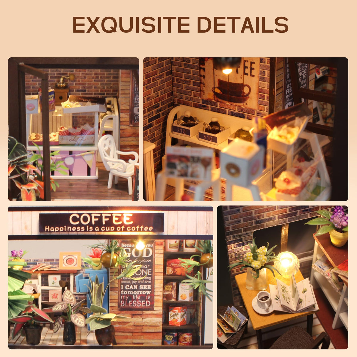 Flever LED light wires provide warm, inviting illumination.