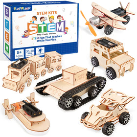 FliipFlaap 6-in-1 STEM kit models in progress, showcasing hands-on engineering ideas.