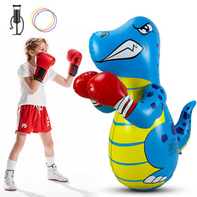 FloVogue kids punching bag 50-inch inflatable ready for indoor or outdoor boxing practice.