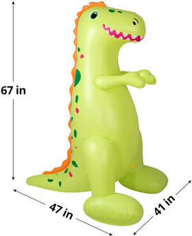 Wind-proof design with water-filled feet helps keep the dinosaur in place.
