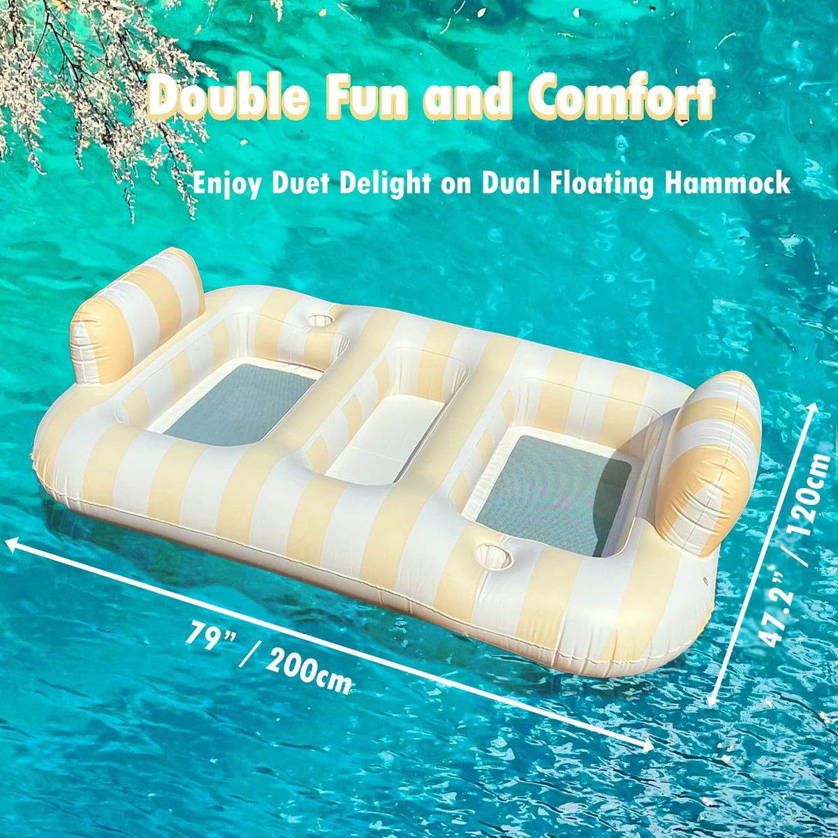 Float Joy headrest and cupholders support relaxed lounging on the water.