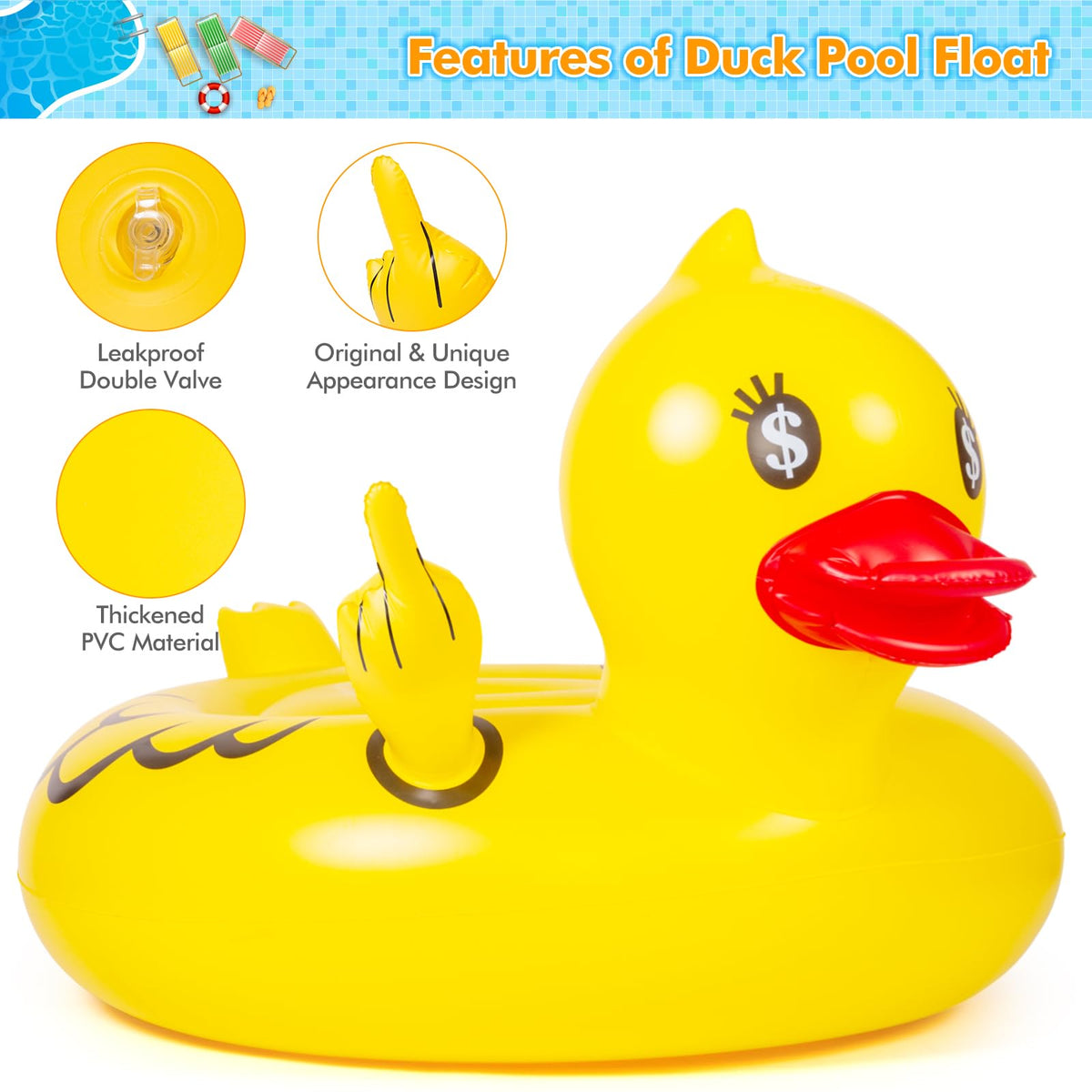Float Joy inflation valve enables quick setup for poolside fun.