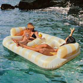 Float Joy spacious two-person design ideal for social floating and sunbathing.