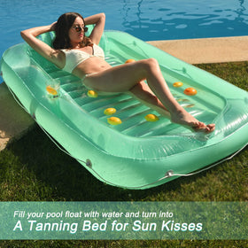 Float Joy Suntan Tub built-in cupholder keeps drinks within reach.